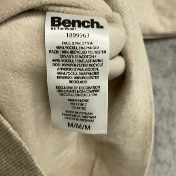 NEW Bench Men's M Beige Ribbed Crewneck Sweatshirt Cotton Blend - Picture 8 of 11